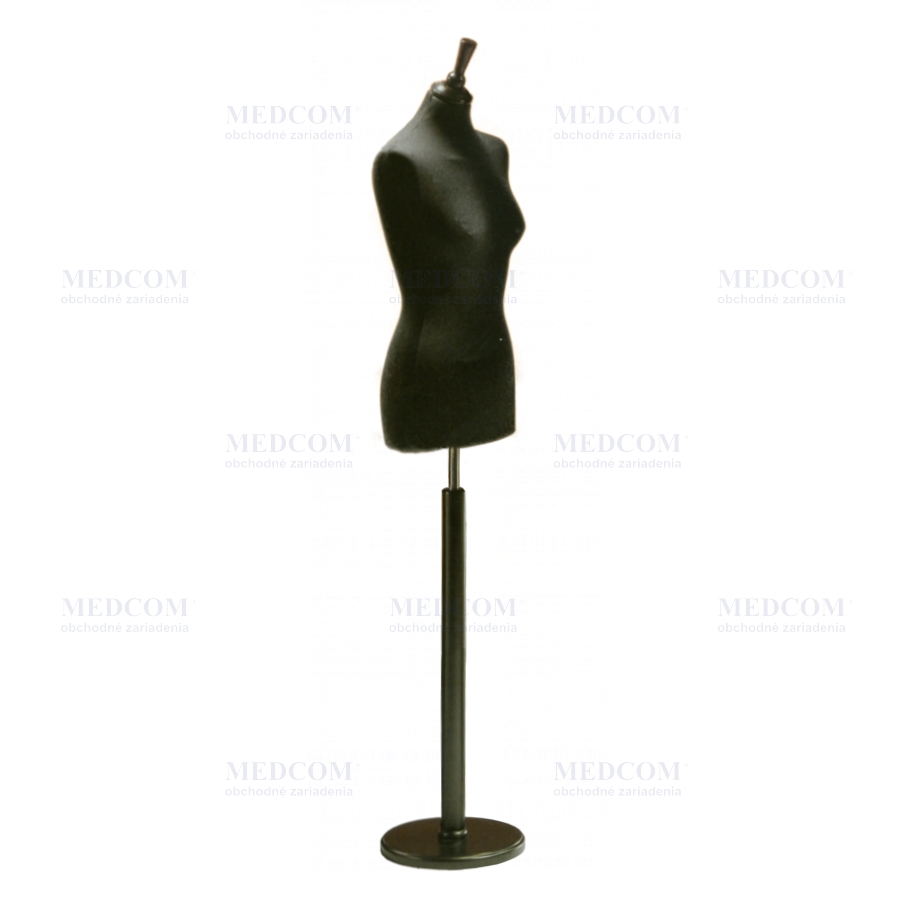 Torso female fabric bust -  black, tripod and head – black